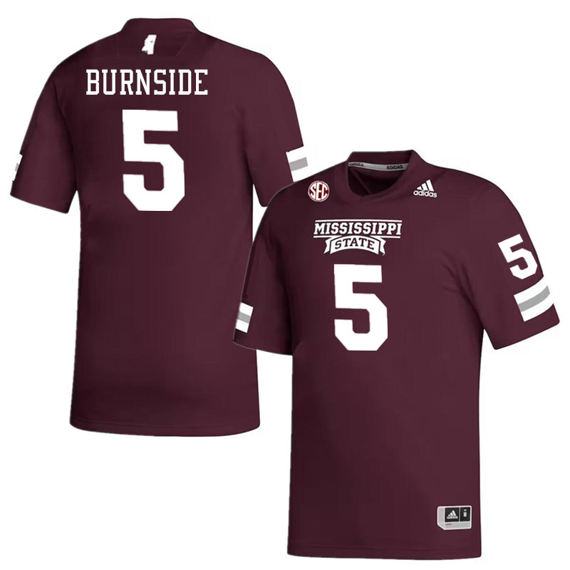 Men #5 Braylon Burnside Mississippi State Bulldogs College Football Jerseys Stitched-Maroon